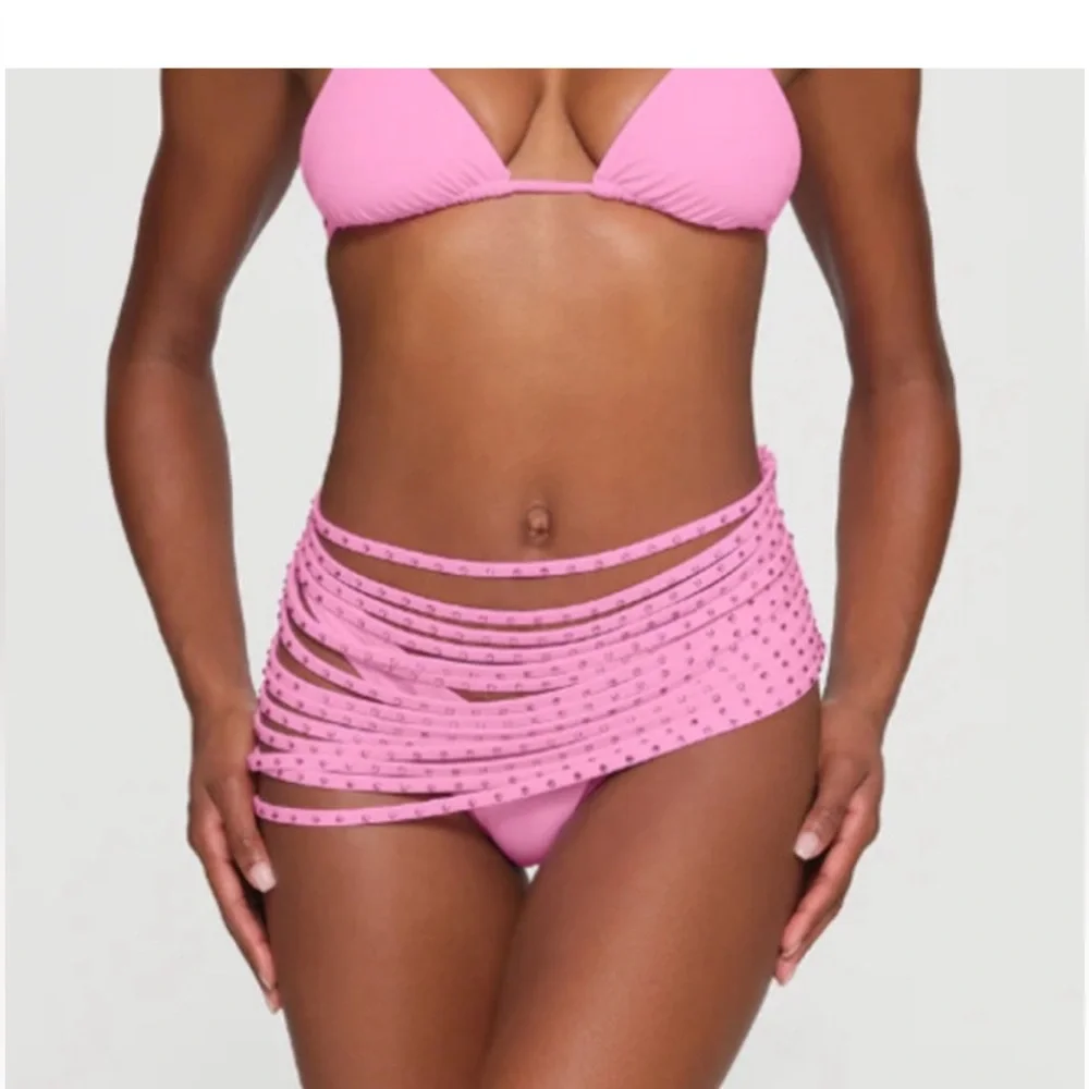 SKIMS , NWT Rhinestone Swim Strappy Skirt - Picture 1 of 4